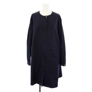 タグ付き ソロテックスドライツイル ノーカラーコート アウター ロング 13 ネイビー CMGTSS0260