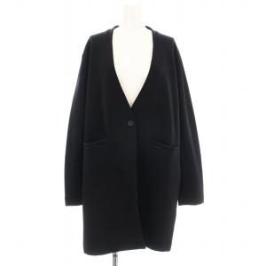 23AW 洗える シンセティックヤーンスムース ロングニットジャケット コート JKCMSW0314 黒