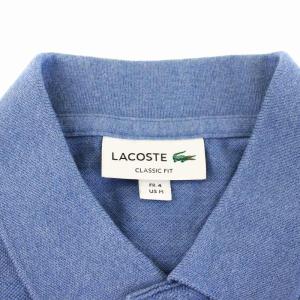 LACOSTE 長袖 リブ カラー ポロシャツ L1313DL カットソー 鹿の子 ワッペン FR4 青 ブルー /KU