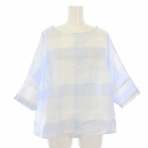 ブラウス 五分袖 チェック S ライトブルー /TK