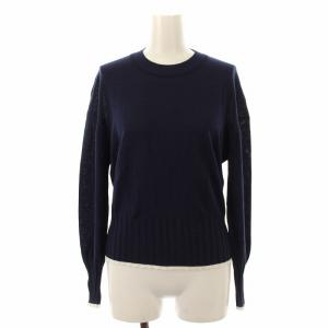 ニット カットソー シルク 長袖 S 紺 ネイビー /DK