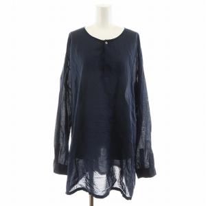 Simple kurta2 プルオーバーブラウス シャツ 長袖 コットン 3 紺 ネイビー 092-U675-012