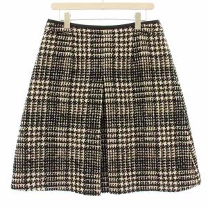 24AW ファンシーツイード スカート SKWWCW0520 台形スカート ひざ丈 タック ウール混 大きいサイズ