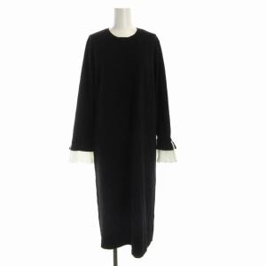 23AW 袖フリルニット ワンピース マキシ ロング 長袖 5 黒 ブラック OPWLSW0052 /RO