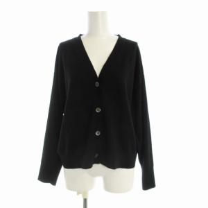 23SS テンセルストレッチ Vネック ショート カーディガン ニット 長袖 44 大きいサイズ 黒 ブラック