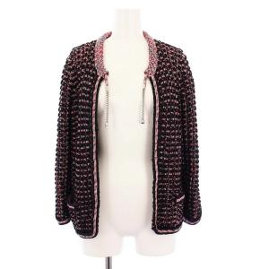 ニットカーディガン チェーン ココマーク 40 ブラック P43411K04415