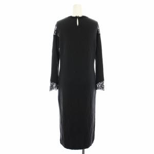 dama collection ニットワンピース ロング 長袖 レース 花柄 L 黒 ブラック 12961-05919 /YT
