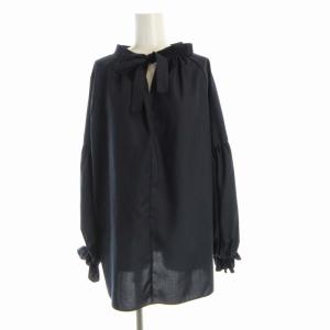 シャツ ブラウス リボン 長袖 F 紺 ネイビー 5209302 /RO