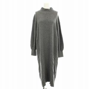22AW ニットワンピース NW0553 カシミヤ混 ハイネック ロング ワンピース 長袖 38 グレー