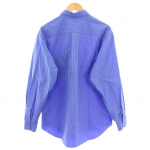 UNITED ARROWS カリビアーナミルズ ストライプレギュラーカラーシャツ カジュアル 長袖 XL 青 ブルー 1111-250-4063