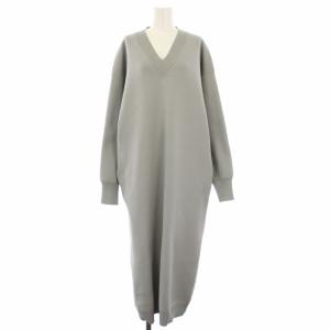 Spongy yarn v-neck dress ワンピース ニット 長袖 ロング S グレー GA5001Y