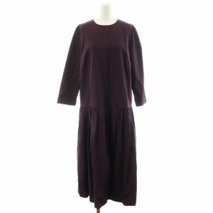23AW APPLAUDIR ソフトタフタ ドレス ワンピース ロング丈 長袖 38 紫 パープル OPAPSA0721