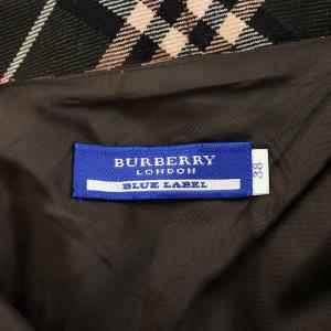 BURBERRY BLUE LABEL フレアスカート ミニ丈 チェック柄 ウール 38 ピンク 茶 ブラウン FLF51-671-65 /AN4