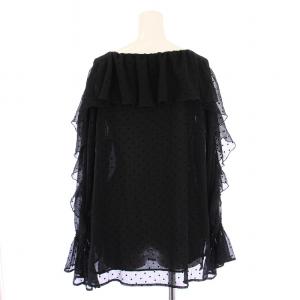 Apuweiser-riche シアーシャツ ブラウス シースルー 長袖 フリル ドット柄 2 黒 ブラック /BB