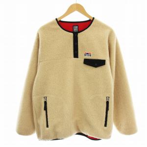 フリース ボア スナップジャケット ハーフボタン プルオーバー M ベージュ /G