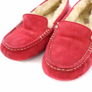 UGG australia アンスレー ANSLEY モカシン シューズ ムートン US8 25cm 赤 S/N3312 /TK