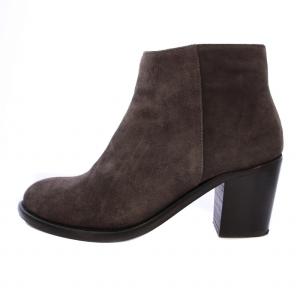 ショートブーツ チャンキーヒール スエード 36 グレー /BM