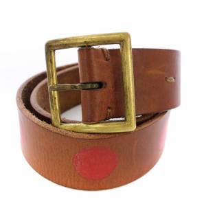 ベルト レザー 32 茶 赤 /TK