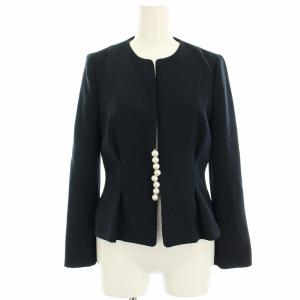 ノーカラージャケット パールボタン 36 ネイビー TCJ-121-072