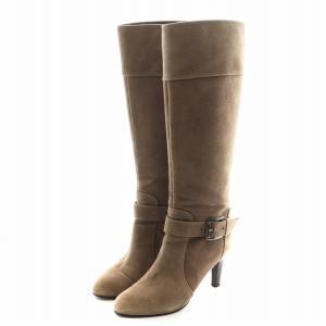 DIANA ロングブーツ ヒール アーモンドトゥ スエード 24.5cm ライトブラウン 68289 /AN10