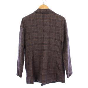 LEINWANDE チェスターダブルジャケット テーラードジャケット ブレザー 総裏地 ウール チェック柄 F 茶 ブラウン