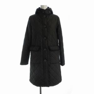中綿コート ミドル 裏起毛 キルティング フーディー アウター 36 黒 ブラック /RO