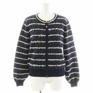 ニットカーディガン ジップアップ ツイード 36 紺 ネイビー 6132360 /AN44