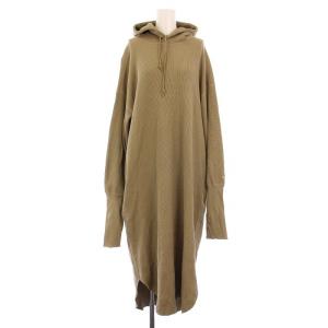 ワンピース ロング 長袖 フード ワッフル 日本製 F ベージュ /BM