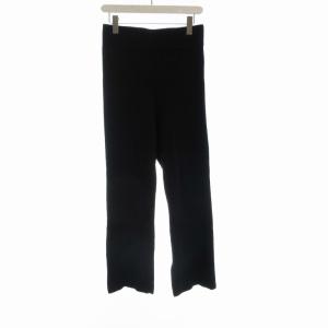 イージーパンツ リブニット フルレングス スリット 38 黒 ブラック 19-080-500-7080-3-0