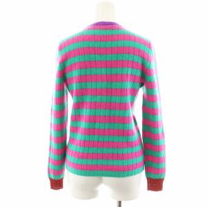 GUCCI ニット セーター ボーダー柄 カシミヤ S ピンク グリーン 434158