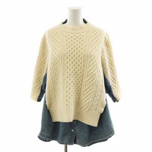 Denim Knit Combo 2 アイボリー ブルー