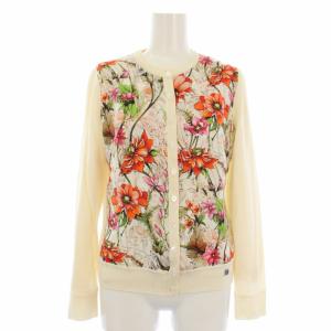 DAKS アンサンブル カーディガン ニット セーター 花柄 長袖 38 アイボリー /TK
