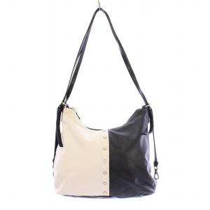 シモーヌ 2WAY ショルダーバッグ リュックサック デイパック バイカラー レザー 牛革 黒 ブラック