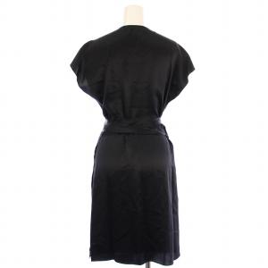 VIVIENNE TAM ラップワンピース 巻き タイト ひざ丈 半袖 Vネック シルク 無地 花 装飾 1 黒 ブラック /BB
