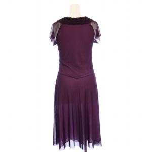 VIVIENNE TAM タイトワンピース ミモレ ロング 半袖 Vネック ストレッチ レース 花柄 刺繍 ラインストーン 装飾