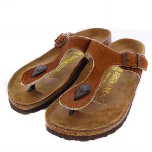 ギザ Gizeh サンダル フラット ベルト ハラコ 36 茶 /BM