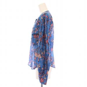 ISABEL MARANT ETOILE シャツ ブラウス 長袖 バンドカラー 花柄 総柄 36 青 ブルー /BB