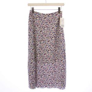 21SS PRTスリットSK フレアスカート ロング丈 花柄 36 紫 白 21060900603010