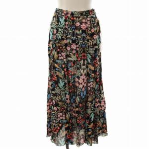 LA BOUCLE タグ付き フラワープリント フレアスカート ロング マキシ 花柄 34 マルチカラー
