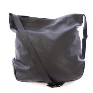 ショルダーバッグ レザー ロゴ 型押し 黒 ブラック /BB