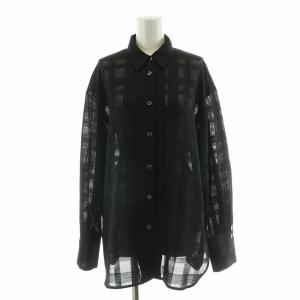 23SS カラミチェックシャツ ブラウス シアー 長袖 F ネイビー 23050900985010 /NQ