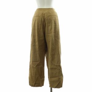 IENA 24SS オーバーラップパンツ ワイド バギー 麻 リネン 36 キャメル 24030900405010