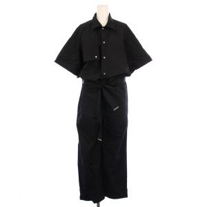 トレンチオールインワン ナイロン スラックスパンツ 半袖 レギュラーカラー ベルト 0 黒 ブラック 112780102300