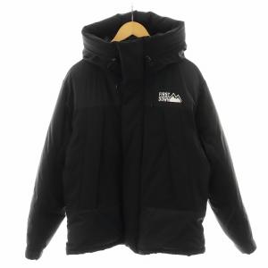 ダウンジャケット ロゴ刺繍 フード アウター M 黒 ブラック 203-1502 /AN58