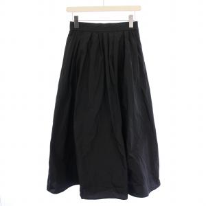 25SS タフタフレアスカート ギャザー ミモレ ロング 無地 38 黒 ブラック タグ付き 25060900512010