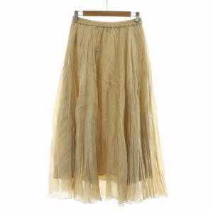 24SS ラミープリーツスカート フレア ロング 38 ベージュ 24060900504020 /NQ