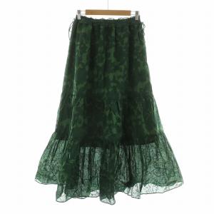 23AW ボタニカルフラワーティアードスカート フレア 38 グリーン 23060900400030 /NQ