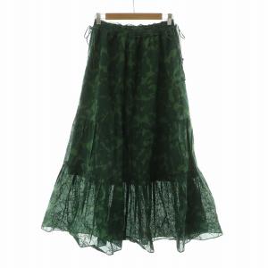 IENA 23AW ボタニカルフラワーティアードスカート フレア 38 グリーン 23060900400030 /NQ