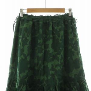 IENA 23AW ボタニカルフラワーティアードスカート フレア 38 グリーン 23060900400030 /NQ