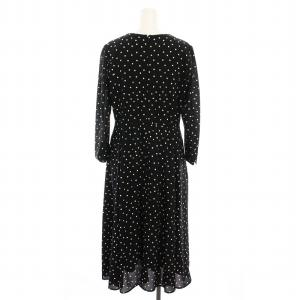 KUMIKYOKU 組曲 24SS ドットジョーゼットプリント ワンピース ロング 七分袖 2 黒 白 /YM